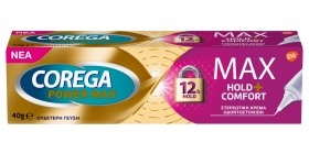 Corega Max Hold & Comfort, Στερεωτική Κρέμα Τεχνητής Οδοντοστοιχίας Για Έως Και 12 Ώρες Συγκράτησης 40gr.