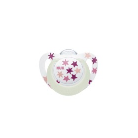 Nuk Star Νight Ορθοδοντική Πιπίλα Σιλικόνης με Θήκη 18-36m Ροζ Αστεράκια