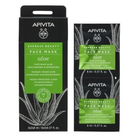 APIVITA Express Beauty Face Mask Aloe, Μάσκα προσώπου με Αλόη για Ενυδάτωση&Αναζωογόνηση, 2x8ml