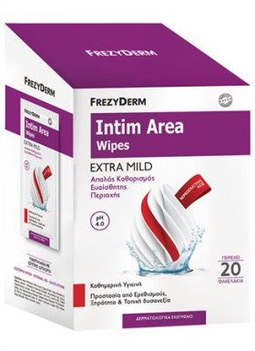 Frezyderm Intim Area Wipes Extra Mild Μαντηλάκια Καθαρισμού Για Την Ευαίσθητη Περιοχή 20 Φακελάκια