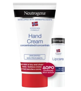 Neutrogena Set Hand Cream Unscented Ενυδατική Κρέμα Χεριών Χωρίς Άρωμα 75ml + Δώρο Lip Care Stick για Φροντίδα των Χειλιών 4,8gr