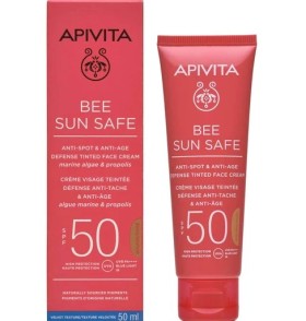 Apivita Bee Sun Safe Κρέμα Προσώπου Κατά των Πανάδων & των Ρυτίδων με Χρώμα Golden SPF50, 50ml