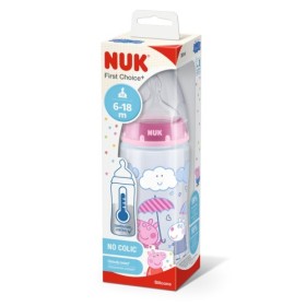 NUK Peppa Pig Ροζ Μπιμπερό Πλαστικό First Choice+ με Δείκτη Ελέγχου Θερμοκρασίας και Θηλή Σιλικόνης M 6-18m 300ml
