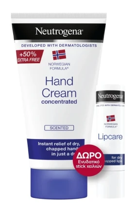 Neutrogena Promo  Hand Cream Κρέμα Χεριών με Άρωμα, 75ml & Δώρο Lipcare Stick Ενυδατικό Στικ Χειλιών, 4,8g