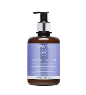 Apivita Cleansing Foam Face-Eyes, Αφρός Καθαρισμού, με Ελιά, Λεβάντα και Πρόπολη 300ml