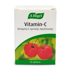 A.Vogel Vitamin C, Βιολογική 100% Απορροφήσιμη Βιταμίνη C από Φρέσκια Ασερόλα για Τόνωση του Οργανισμού & Ενίσχυση του Ανοσοποιητικού Συστήματος, 40tabs