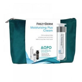 Frezyderm Promo Moisturizing Plus Cream Ενυδατική Κρέμα Προσώπου για Ξηρό Δέρμα 50ml + ΔΩΡΟ Νεσεσέρ με Mild Wash Liquid 15ml, Revitalizing Serum 5ml, Velvet Colors Medium 2ml
