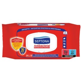 Septona Antibacterial Μαντηλάκια Χεριών 75% Οινόπνευμα, 60τεμ