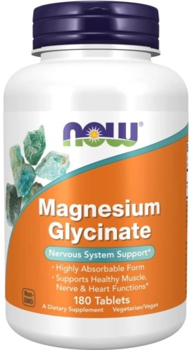 Now Foods Magnesium Glycinate Συμπλήρωμα Διατροφής Γλυκινικού Μαγνησίου 180tabs