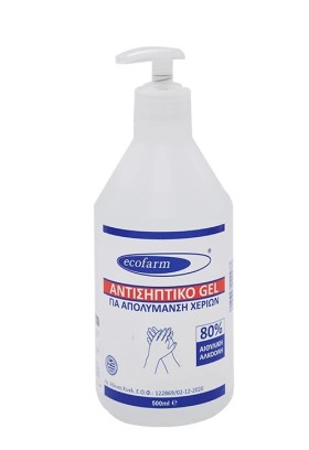 Ecofarm Αντισηπτικό Gel για Απολύμανση των Χεριών με 80% Αιθυλική Αλκοόλη  500ml