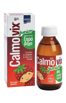 Intermed Calmovix Junior Σιρόπι για Ξηρό Βήχα για Βρέφη από 6μηνών & Παιδιά ως 6ετών Γεύση Φράουλα 125ml