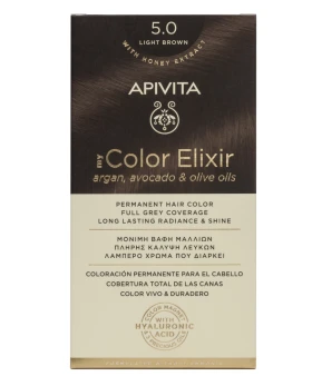Apivita My Color Elixir kit Μόνιμη Βαφή Μαλλιών 5.0 ΚΑΣΤΑΝΟ ΑΝΟΙΧΤΟ