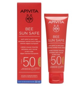 Apivita Bee Sun Safe Κρεμα Προσώπου κατά των Πανάδων & των Ρυτίδων με Χρώμα για Ανοιχτόχρωμες & Mεσαίες Επιδερμίδες SPF50, 50ml