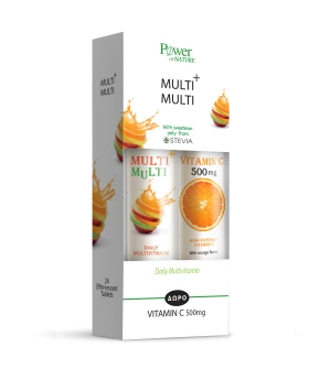 Power Health Multi+Multi Συμπλήρωμα Διατροφής με Γλυκαντικό από Στέβια + Δώρο Vitamin C 500mg