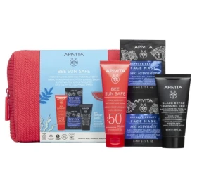 Apivita Promo Bee Sun Safe Hydra Sensitive Soothing Face Cream SPF50+, 50ml & Black Cleansing Gel 50ml & Face Mask Sea Lave