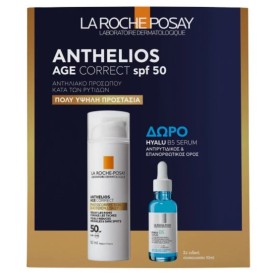 La Roche Posay Promo Αnthelios Age Correct SPF50 Αντηλιακή Κρέμα Eνάντια της Φωτογήρανσης, 50ml & Δώρο Hyalu B5 Serum Αντιρυτιδικός Ορός, 10ml, 1σετ