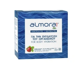 ALMORA PLUS Electrolytes Body Hydration Συμπλήρωμα Διατροφής Ηλεκτρολύτες για Ενυδάτωση Οργανισμού με Γεύση Φράουλα 12 Φακελίδια