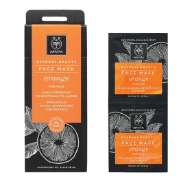 APIVITA Express Beauty Face Mask Orange, Μάσκα Προσώπου με Πορτοκάλι για Λάμψη, 2x8ml
