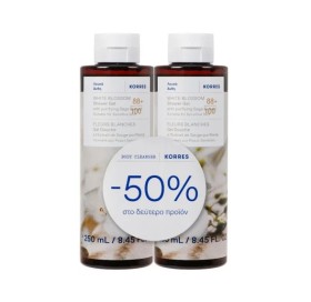 Korres Promo (-50% στο 2ο Προϊόν) Αφρόλουτρο White Blossom, 2x250ml, 1σετ