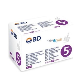 BD Thin Wall  Αποστειρωμένες Βελόνες για Πένες Ινσουλίνης Διαστάσεις 0.25x5mm (31G) 100τμχ