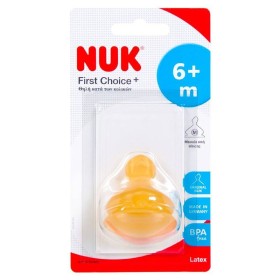 Nuk First Choice+ Θηλή Καουτσούκ Μ (Μεσαία Οπή για Γάλα) με Βαλβίδα 6-18 Μηνών 1τμχ