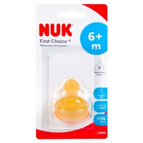 Nuk First Choice+ Θηλή Καουτσούκ Μ (Μεσαία Οπή για Γάλα) με Βαλβίδα 6-18 Μηνών 1τμχ