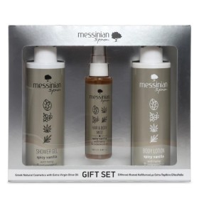Messinian Spa Promo Spicy Vanilla Shower Gel 300ml & Body Lotion 300ml & Hair and Body Mist 100ml