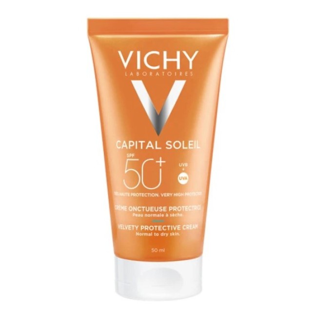 VICHY Capital Soleil Αντηλιακή Κρέμα Προσώπου SPF50+ Με Βελούδινη Υφή, 50ml