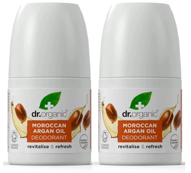 DR.ORGANIC Moroccan Argan Oil Deodorant, Αποσμητικό με Βιολογικό Έλαιο Αργκάν - 2 x 50ml (- 50% στο 2ο προϊόν)