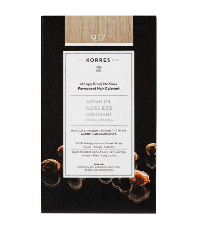 Korres Argan Oil Ageless Colorant 9.17 Κατάξανθο Ανοικτό Μπέζ 50ml