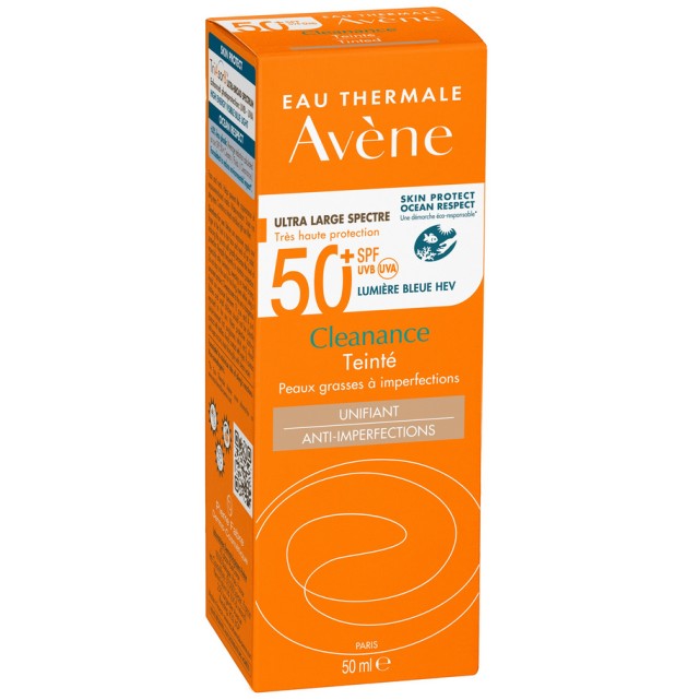 Avene Eau Thermale Cleanance Teintee SPF50+ Αντιηλιακή Κρέμα Προσώπου με Χρώμα για Λιπαρό Δέρμα με Ατέλειες 50ml
