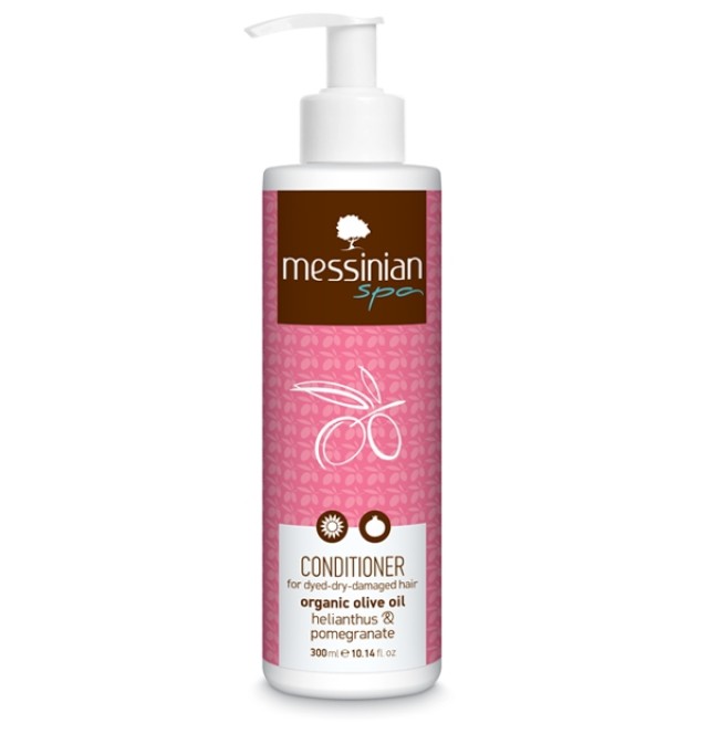Messinian Spa Μαλακτική Κρέμα Μαλλιών με Ηλίανθο & Ρόδι για βαμμένα, ξηρά & ταλαιπωρημένα μαλλιά 300ml