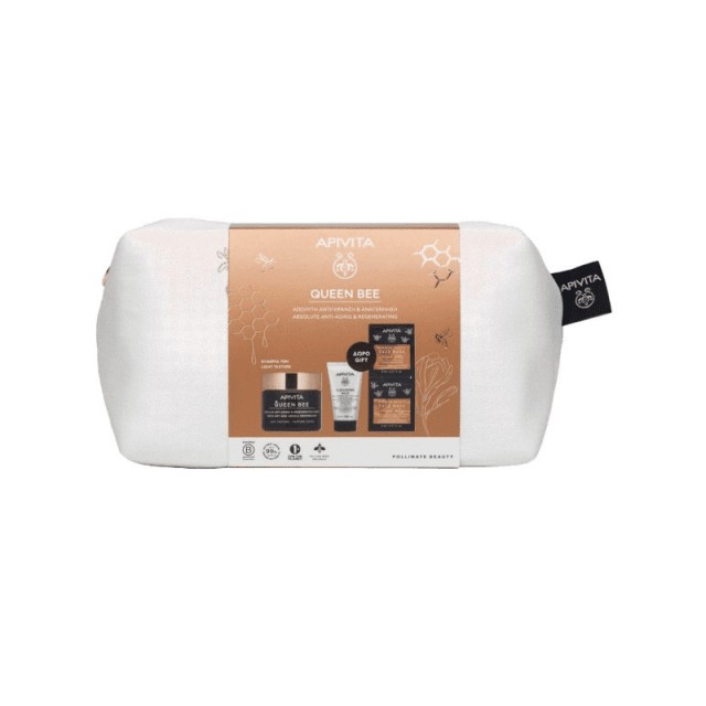 Apivita Queen Bee Promo με Absolute Anti-Aging & Regenerating Light Cream Αντιγηραντική Κρέμα Προσώπου Ελαφριάς Υφής, 50ml & Δώρο Cleansing Milk Γαλάκτωμα Καθαρισμού 3 σε 1 για Πρόσωπο & Μάτια, 50ml & Face Mask Royal Jelly Μάσκα Προσώπου, 2x8ml, 1σετ