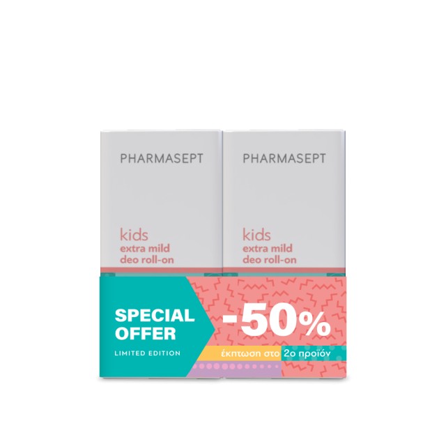 Pharmasept Kids Extra Mild Αποσμητικό σε Roll-On Χωρίς Αλουμίνιο 2x50ml