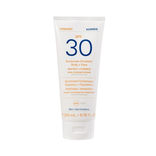 Korres Yoghurt Suncreen Emulsion Αντηλιακό Γαλάκτωμα Σώματος & Προσώπου SPF 30, 200ml
