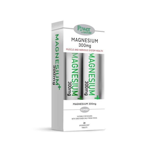 Power of Nature Magnesium 300 mg 20 αναβράζοντα δισκία + Δώρο Magnesium 300 mg 20 αναβράζοντα δισκία