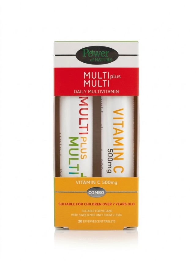Power Health Multi+Multi Συμπλήρωμα Διατροφής με Γλυκαντικό από Στέβια + Δώρο Vitamin C 500mg