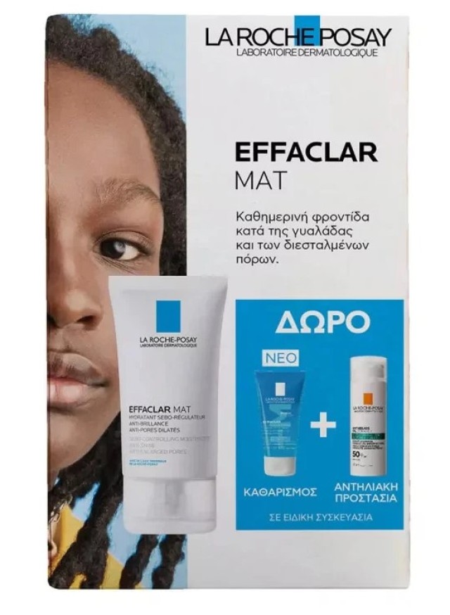 La Roche-Posay Promo Effaclar Mat Ενυδατική & Σμηγματορρυθμιστική Κρέμα Προσώπου, 40ml & Δώρο Effaclar Gel Αφρώδες Τζελ Καθαρισμού, 50ml & Anthelios Oil Correct SPF50+ Αντηλιακό Προσώπου, 3ml, 1σετ
