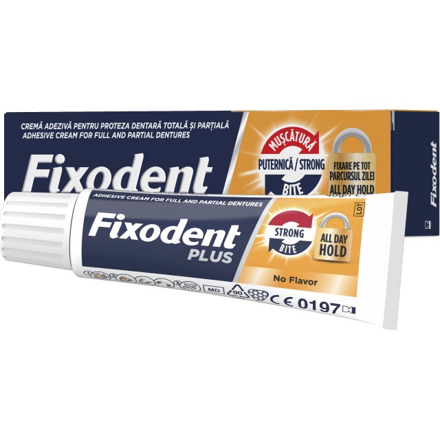 Fixodent Plus Strong Bite Στερεωτική Κρέμα για Oλικές & Mερικές Oδοντοστοιχίες, 40gr
