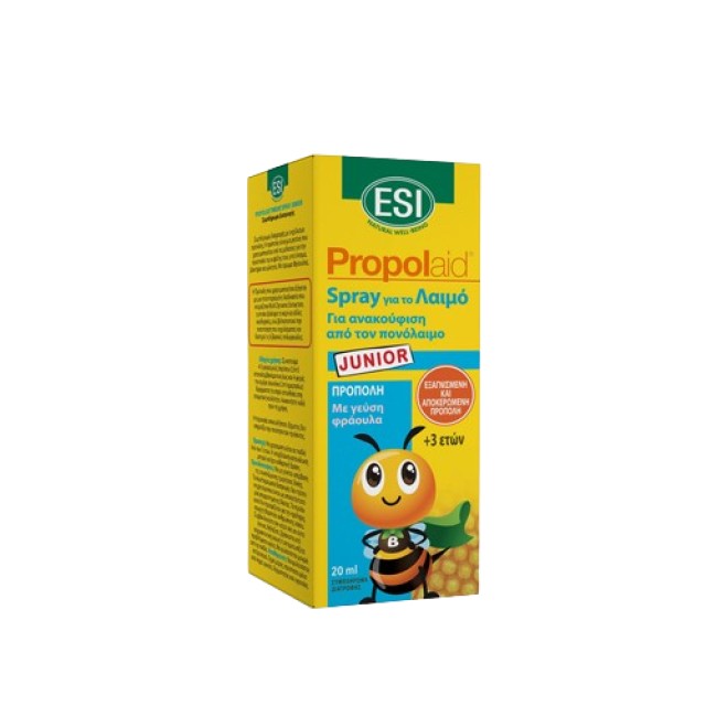 ESI Propolaid Junior Gola Throat Spray Παιδικό για το Πονόλαιμο & Βήχα με Πρόπολη Γεύση Φράουλα 20ml