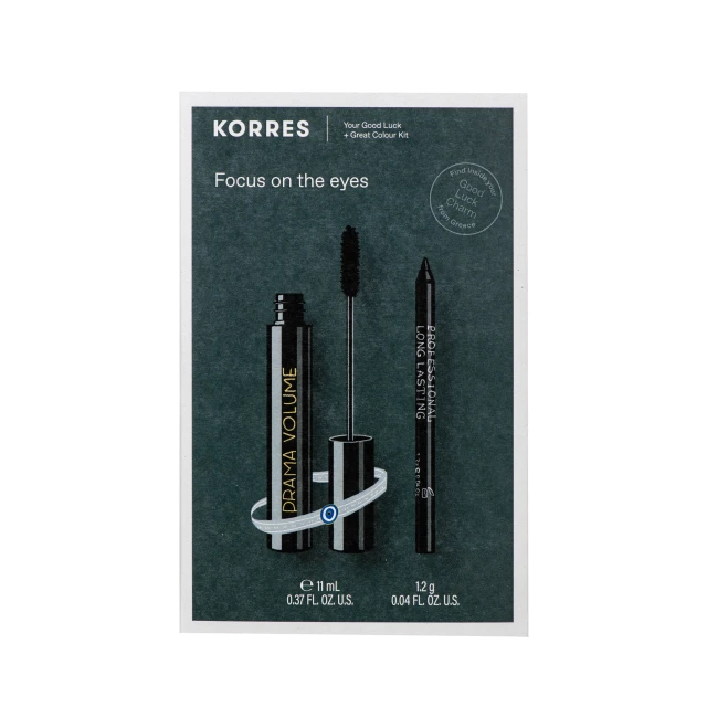 Korres Set Focus on the Eyes Volcanic Minerals Μάσκαρα για Μέγιστο Όγκο 11ml & Volcanic Minerals Αδιάβροχο Eyeliner 1.2gr & Δώρο Βραχιόλι Καλής Τύχης 1τμχ