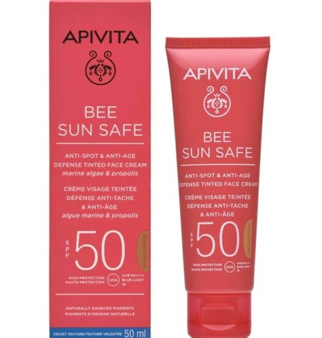 Apivita Bee Sun Safe Κρέμα Προσώπου Κατά των Πανάδων & των Ρυτίδων με Χρώμα Golden SPF50, 50ml