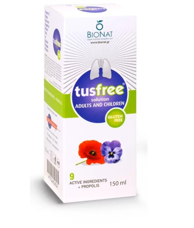 Bionat Tusfree Φυτικό Σιρόπι για Ξηρό & Παραγωγικό Βήχα & Ενίσχυση Ανοσοποιητικού - Για Παιδιά & Ενήλικες, 150ml