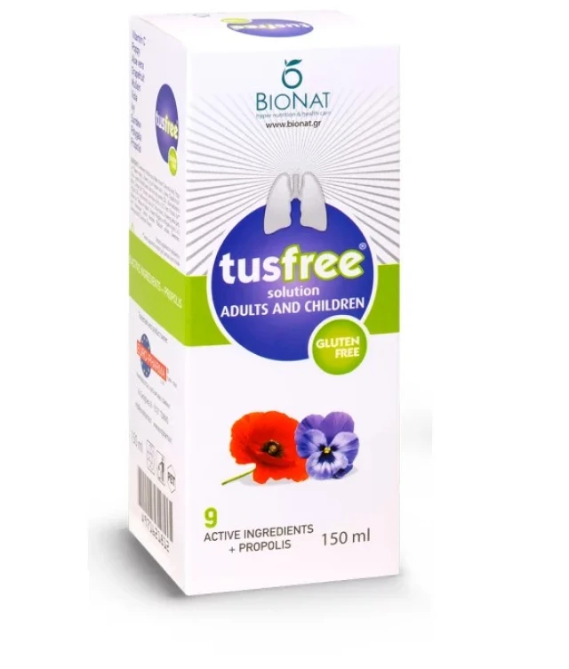 Bionat Tusfree Φυτικό Σιρόπι για Ξηρό & Παραγωγικό Βήχα & Ενίσχυση Ανοσοποιητικού - Για Παιδιά & Ενήλικες, 150ml