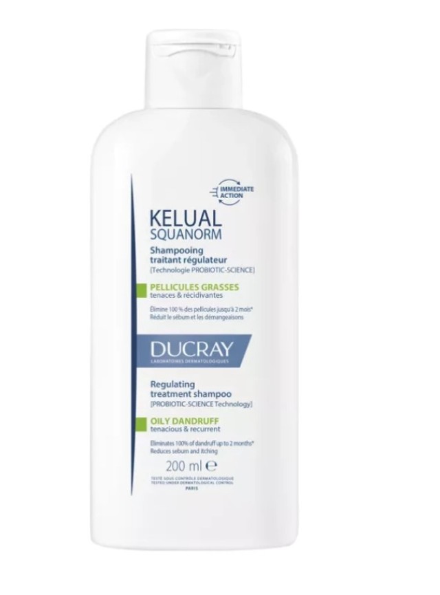Ducray Kelual Squanorm Oily Dandruff Ρυθμιστικό Σαμπουάν Θεραπείας για Λιπαρή Πιτυρίδα, 200ml
