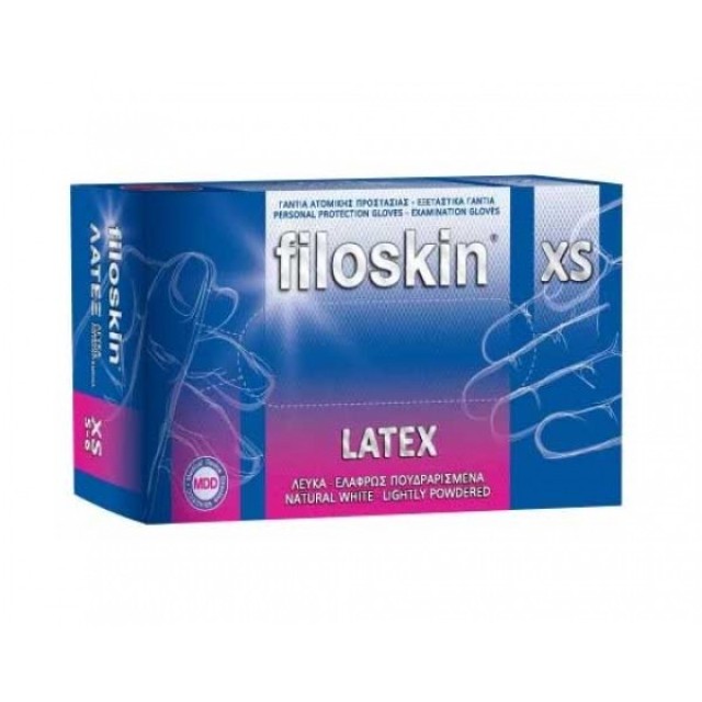 Filoskin Γάντια Latex Λευκό Small Με Πούδρα 100τμχ