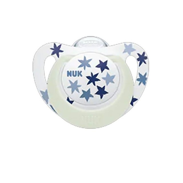 Nuk Star Νight Ορθοδοντική Πιπίλα Σιλικόνης με Θήκη 6-18m Σιέλ Αστεράκια