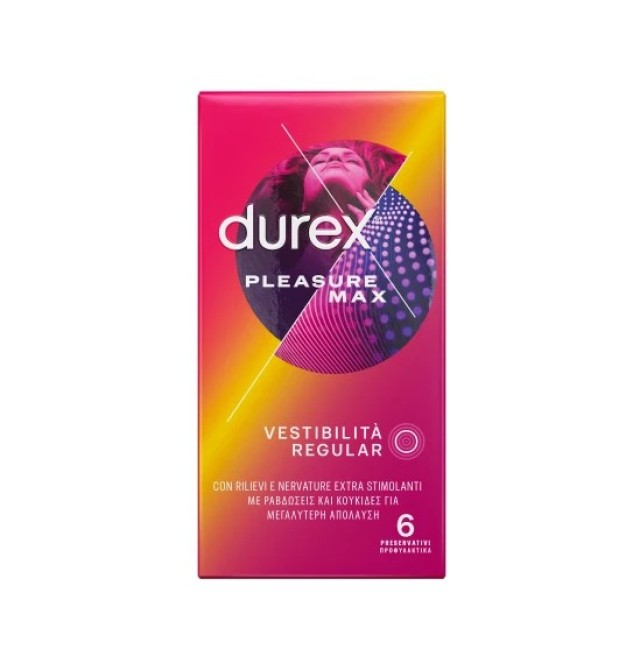 Durex Προφυλακτικά με Κουκίδες & Ραβδώσεις Pleasure Μax, 6τεμ