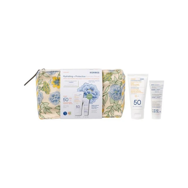 Korres Hydrating & Protective Suncare Ritual με Yoghurt Αντηλιακή Κρέμα Προσώπου & Ματιών SPF 50, 50ml & Δώρο Greek Yoghurt Ενυδάτωση με Προβιοτικά Κρέμα-Gel, 20ml & Νεσεσέρ, 1τεμ, 1σετ