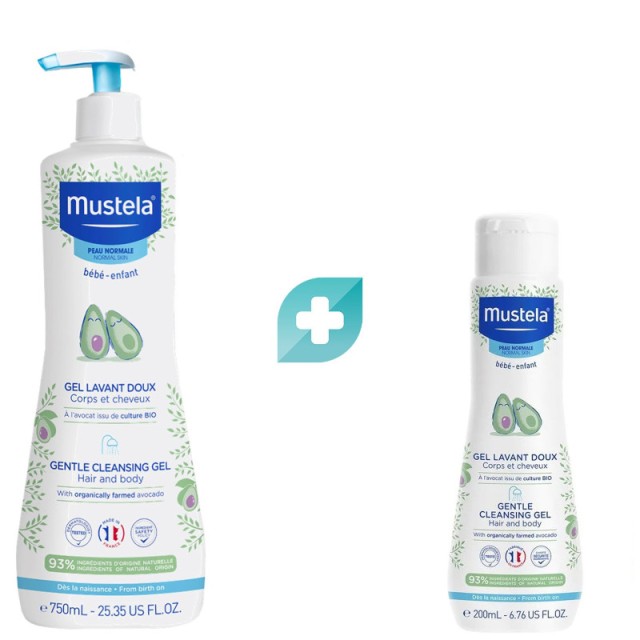 Mustela Promo Hydra Baby Gentle Cleansing Gel Τζελ Καθαρισμού για Σώμα & Μαλλιά, 750ml & Δώρο 200ml, 1σετ
